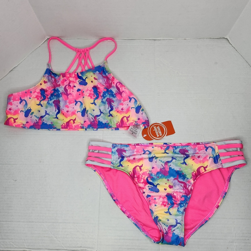 New Wonder Nation Girls Mermaid Bikini Swimsuit Strappy Back 2 Piece Size XXL 18
